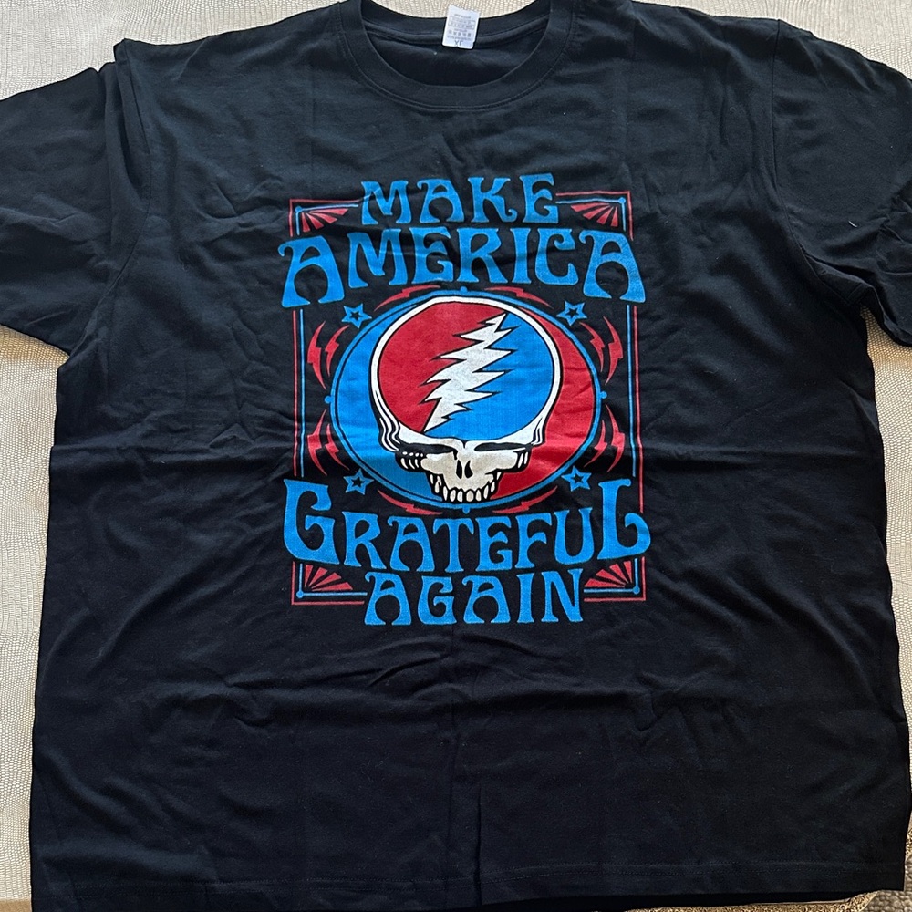 Black Graphic Tee with Blue and Red Design